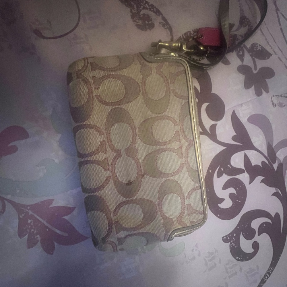 Coach Beige and Gold Wristlet - Picture 6 of 9